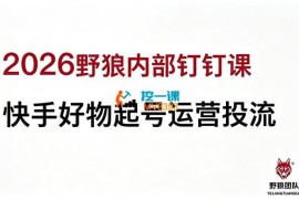 野狼《快手好物起号运营投流内部课》