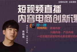 肖伯戎《短视频直播内容电商创新课》
