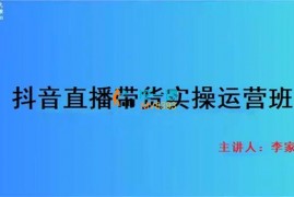 李家义《抖音直播带货实操运营班》