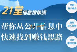 21堂信息搜集课，帮你从公开信息中，快速找到赚钱思路