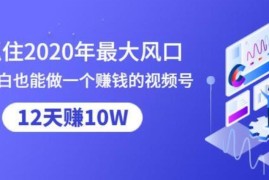 抓住2020年最大风口，小白也能做一个赚钱的视频号