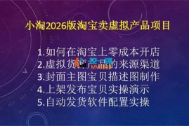 小淘《2026版淘宝卖虚拟产品项目》