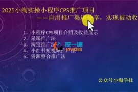 小淘《2025实操小程序CPS推广项目》