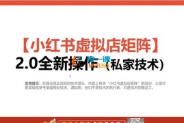 狂蜂《小红书虚拟店矩阵2.0私家技术》