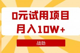 战劲《0元试用项目》月入10W+培训课程