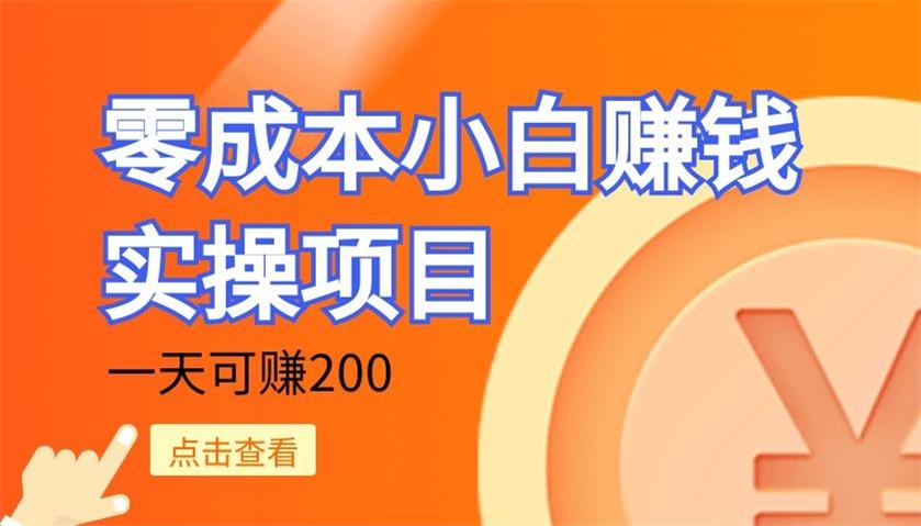 零成本小白赚钱实操项目，一天可赚200，每个月多一份收入来源课程封面